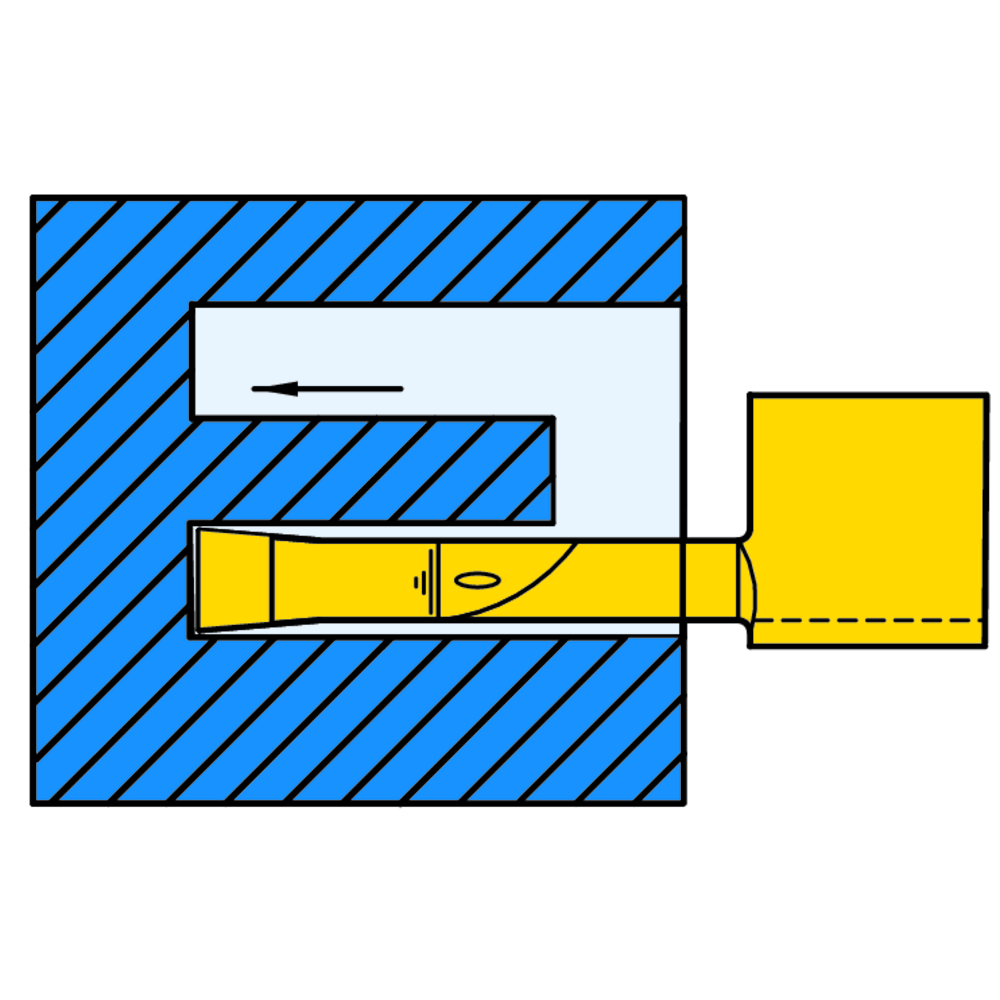 Cutting insert L012.0200-10 axial grooving 8 b=2.0 L1=10 Dmin=12 mm AL41F